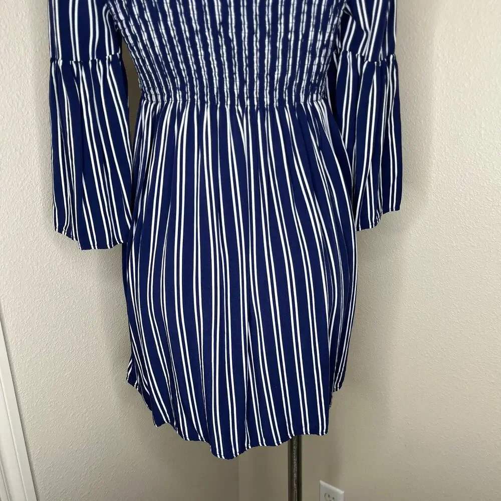JACK BY BB DAKOTA Call The Shots Striped Dress Navy & White Size XS - Picture 4 of 9